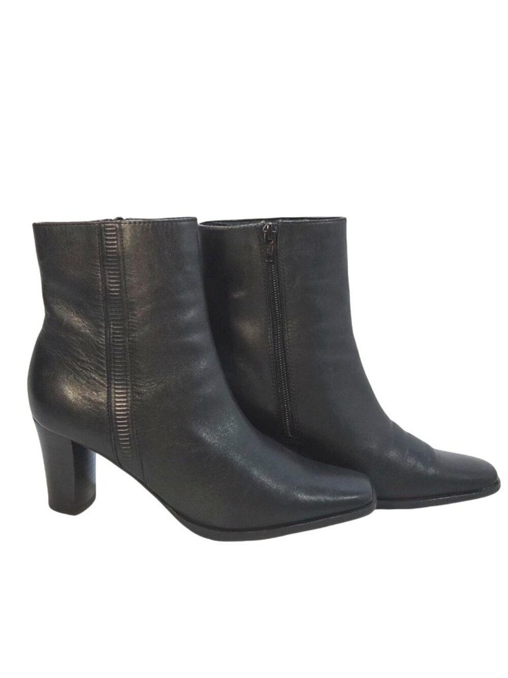 Covington Belinda Vintage Y2K Black Leather Block Heel Ankle Booties Size 7M
